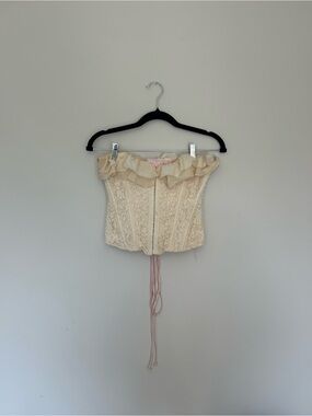 Ruffled Lace Corset Top in Cream